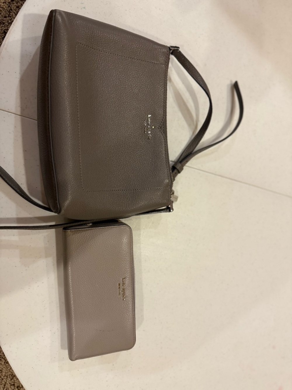 kate spade Gray Pebbled Leather Crossbody Wristlet
